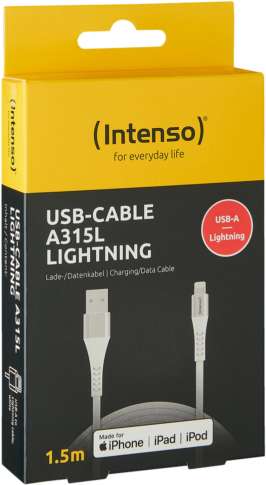 INTENSO Cable USB-A to Lightning 7902102 1.5 m, Nylon white