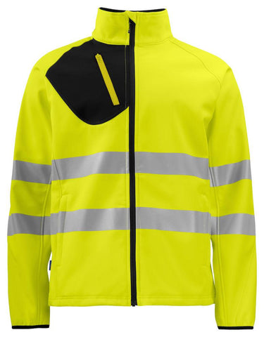 Projob Herren Softshel Jacke 2 lagig Warnschutzfarben EN ISO 20471 Klasse 3/2