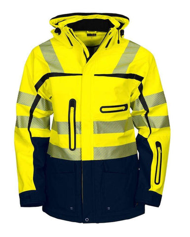 Projob Herren Parka Jacke in Warnschutzfarben, wind- und wasserdicht EN ISO 20471 Klasse 3/2