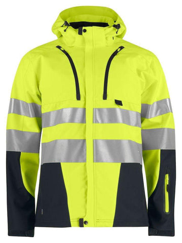 Projob Herren Softshell Jacke Funktionell EN ISO 20471 Klasse 3/2 XS-4XL