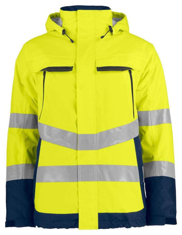Projob Herren Parka warm gefütterte Arbeitsjacke WASSER- UND WINDDICHTER WARNSCHUTZ EN ISO 20471 KLASSE 3 / EN ISO 343