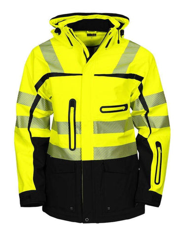 Projob Herren Parka Jacke in Warnschutzfarben, wind- und wasserdicht EN ISO 20471 Klasse 3/2