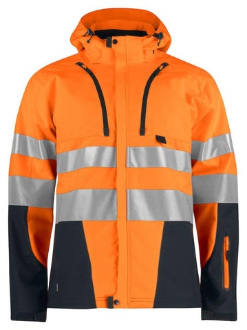 Projob Herren Softshell Jacke Funktionell EN ISO 20471 Klasse 3/2 XS-4XL