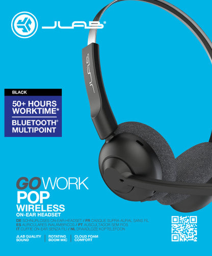 JLAB GO Work Pop Headphone IEUHBGWRKPOPRBLK4 Wireless, Black