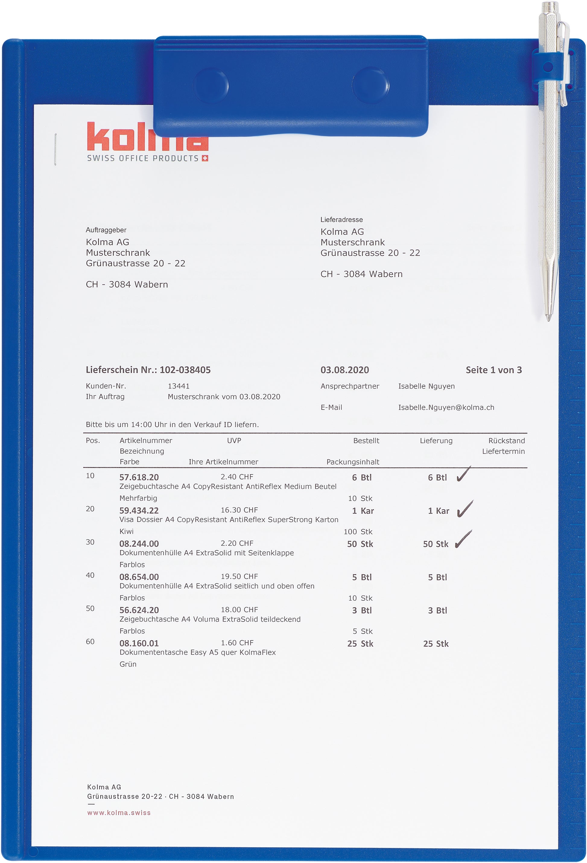 KOLMA Schreibplatte Paper Clip A4 06.004.35 blau