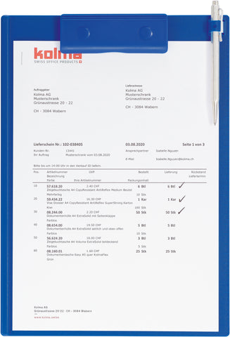 KOLMA Schreibplatte Paper Clip A4 06.004.35 blau