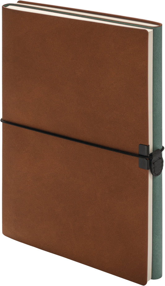 KOLMA Notizbuch Smooth A5 06.441.20 2in1, braun/türkis 224 Blatt