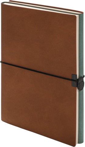 KOLMA Notizbuch Smooth A5 06.441.20 2in1, braun/türkis 224 Blatt