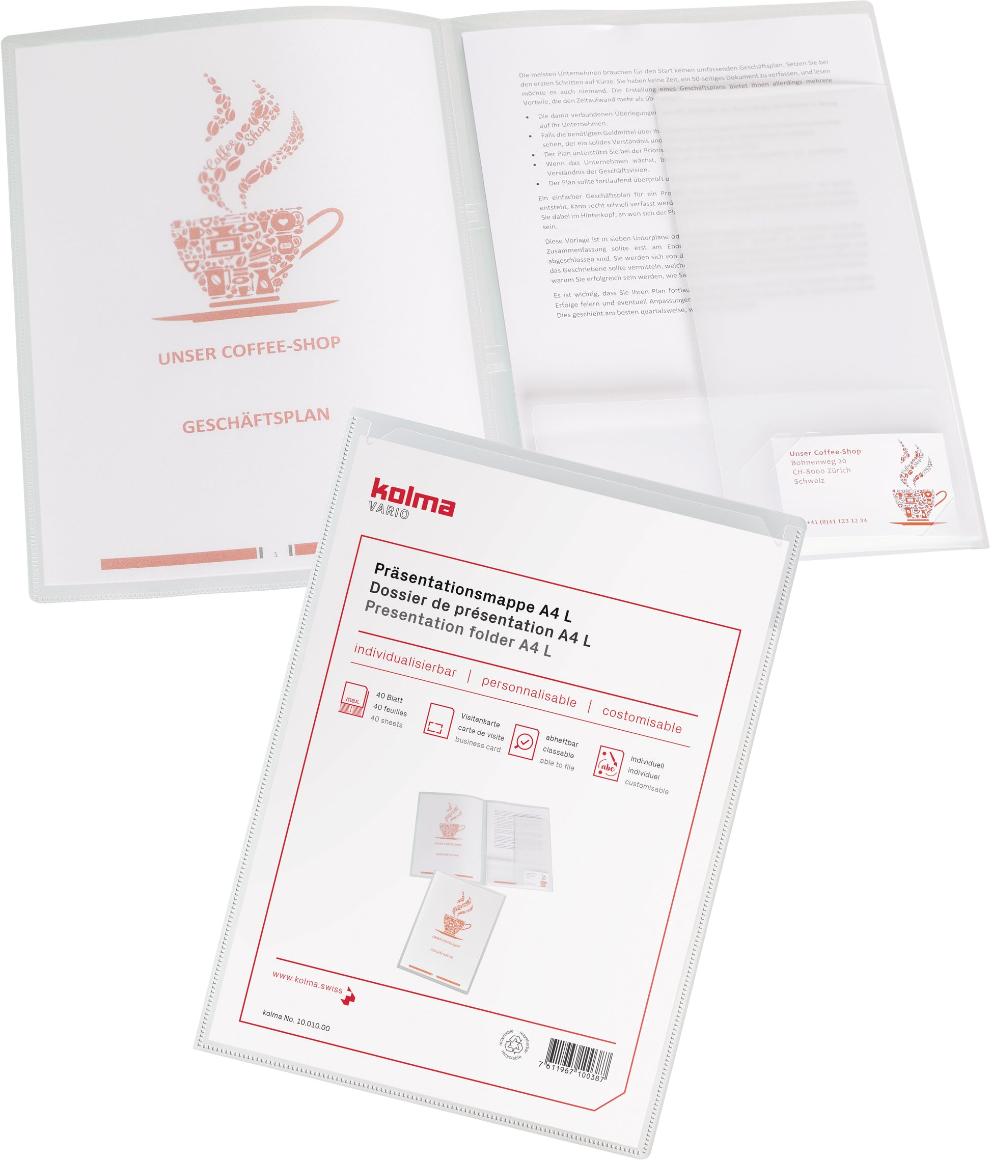 KOLMA Präsentationsmappe Vario A4 10.010.00 transparent, Fronttasche