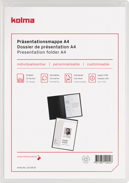 KOLMA Klemmhefter Tender A4 10.019.00 transp.,2-teilig,Klemmsch.