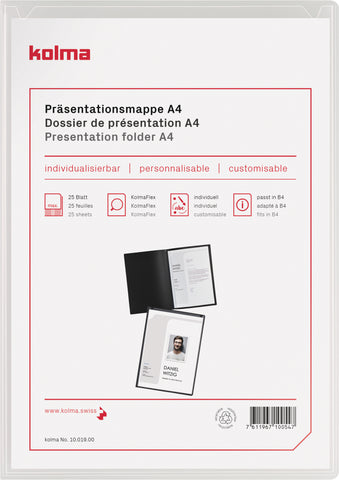 KOLMA Klemmhefter Tender A4 10.019.00 transp.,2-teilig,Klemmsch.
