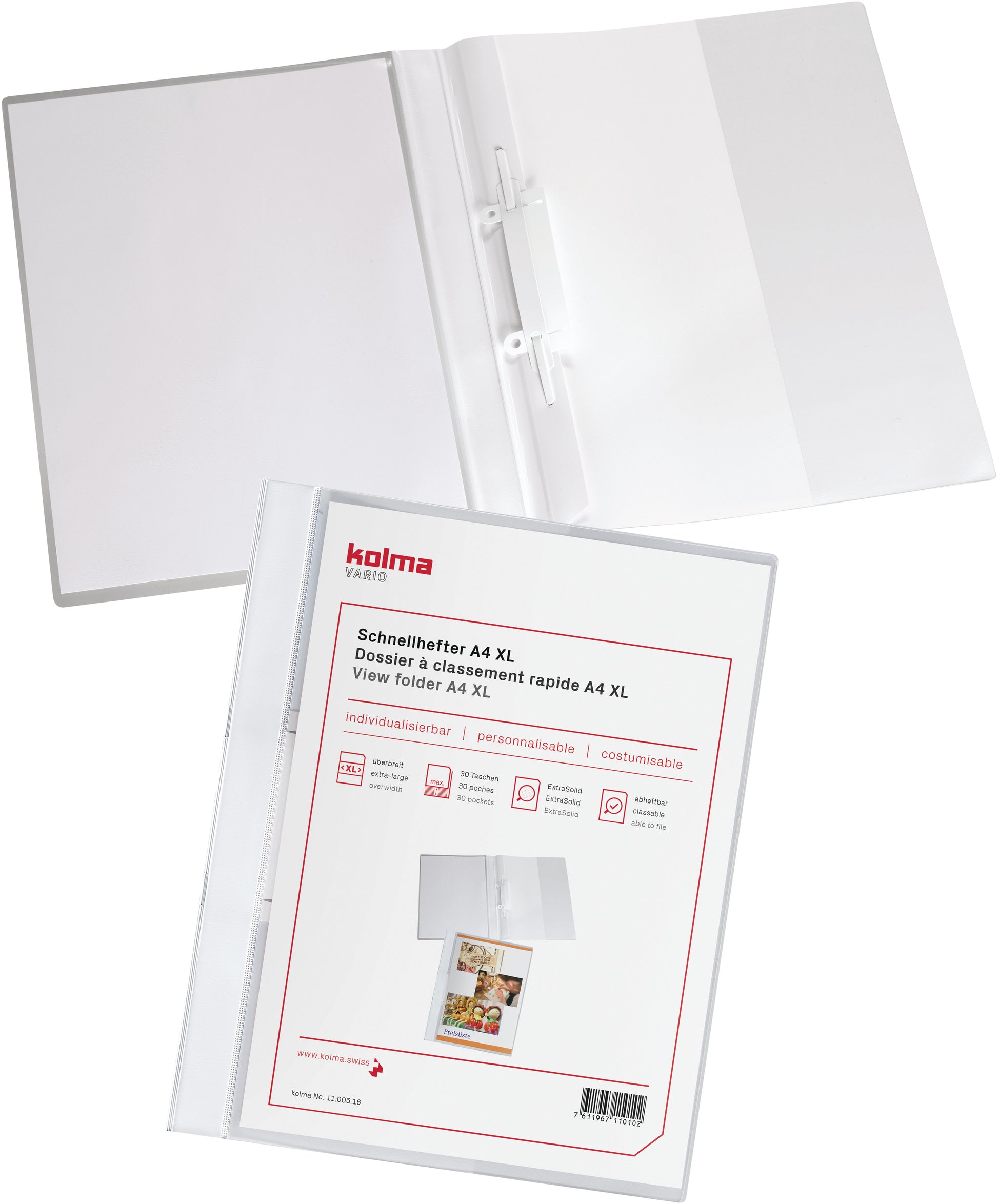 KOLMA Schnellhefter Vario A4 XL 11.005.16 weiss, ExtraSolid