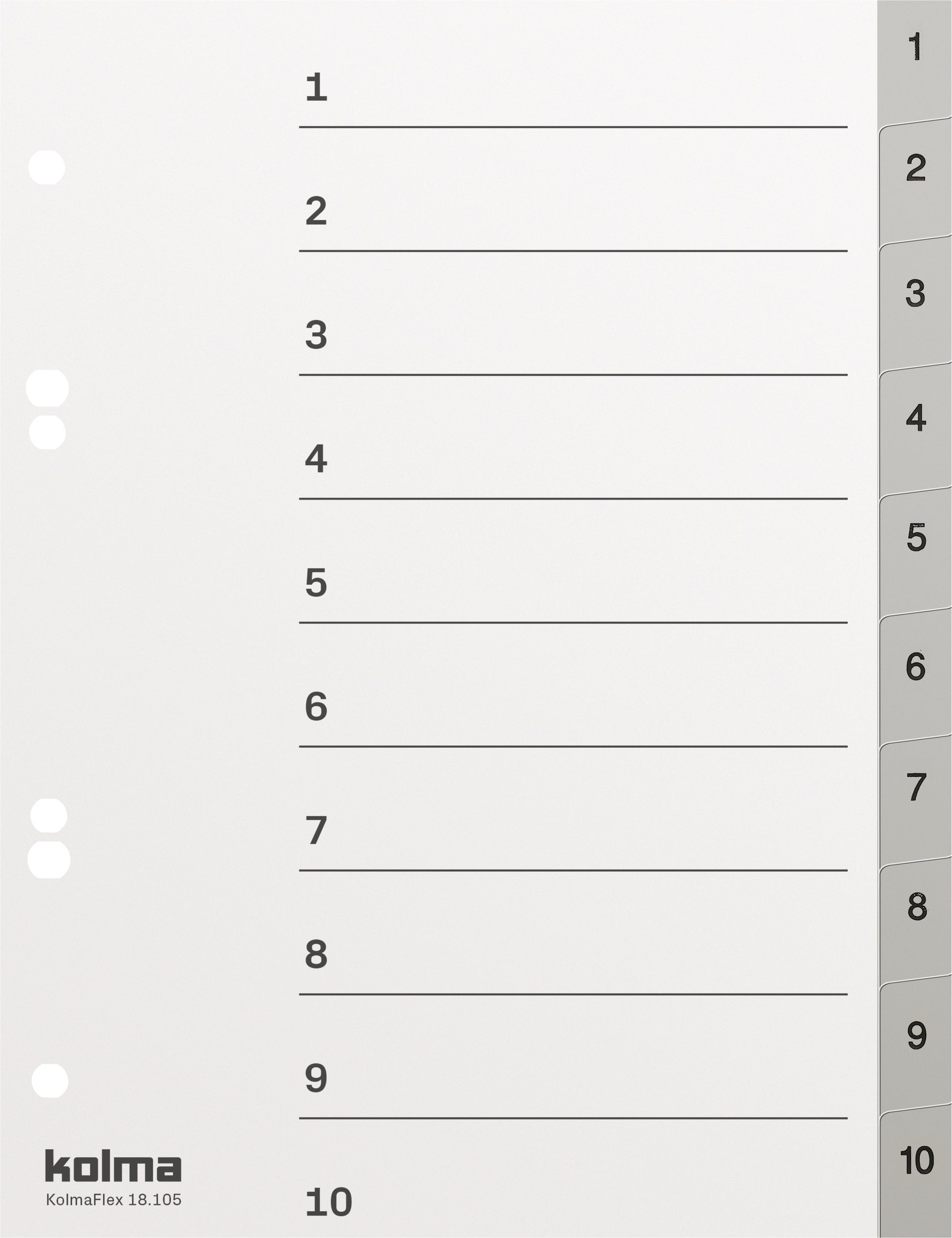 KOLMA Register KolmaFlex A5 18.105.03 grau 1-10