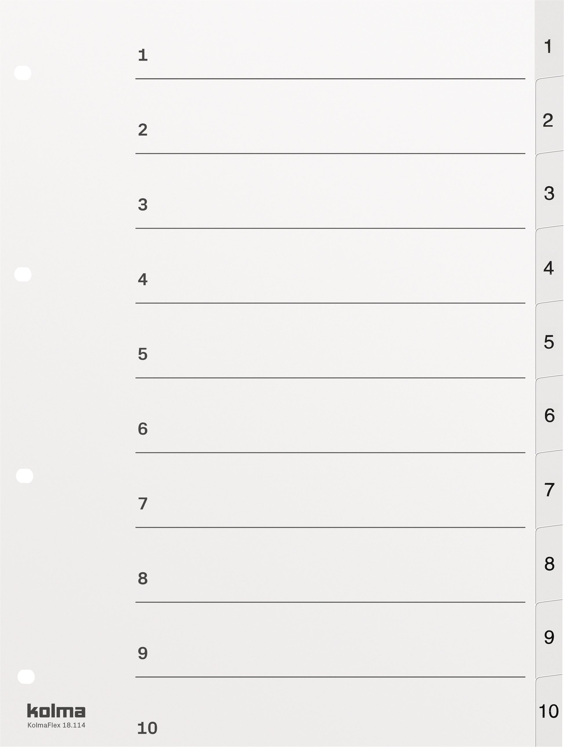 KOLMA Register KolmaFlex A4 18.114.16 weiss 1-10