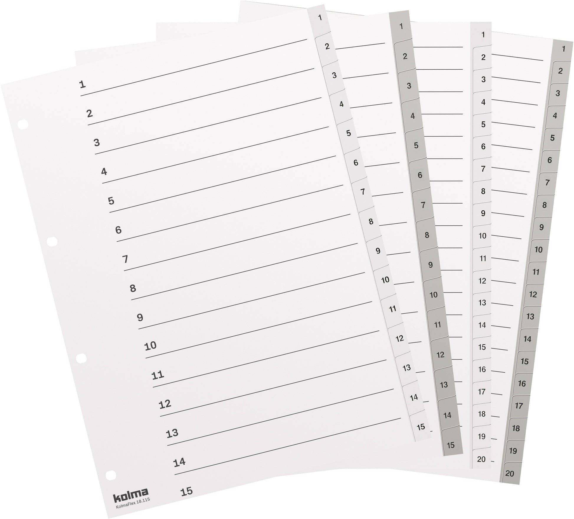 KOLMA Register KolmaFlex A4 18.115.16 weiss 1-15