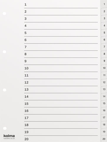 KOLMA Register KolmaFlex A4 18.120.16 weiss 1-20