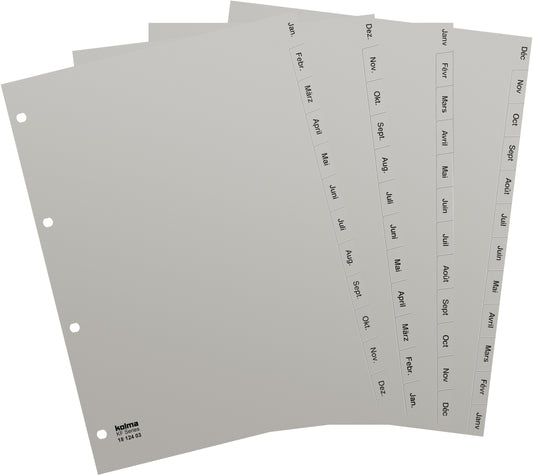 KOLMA Register KolmaFlex A4 18.124.03 grau Jan-Dez DE