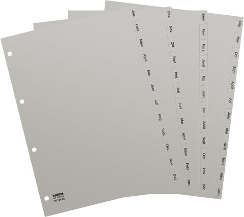 KOLMA Register KolmaFlex A4 18.124.03 grau Jan-Dez DE