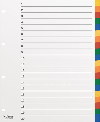 KOLMA Register KolmaFlex A4 XL 18.420.20 mehrfarbig 20-teilig