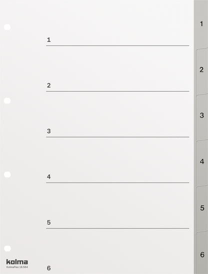 KOLMA Register KolmaFlex A4 18.564.03 grau 1-6