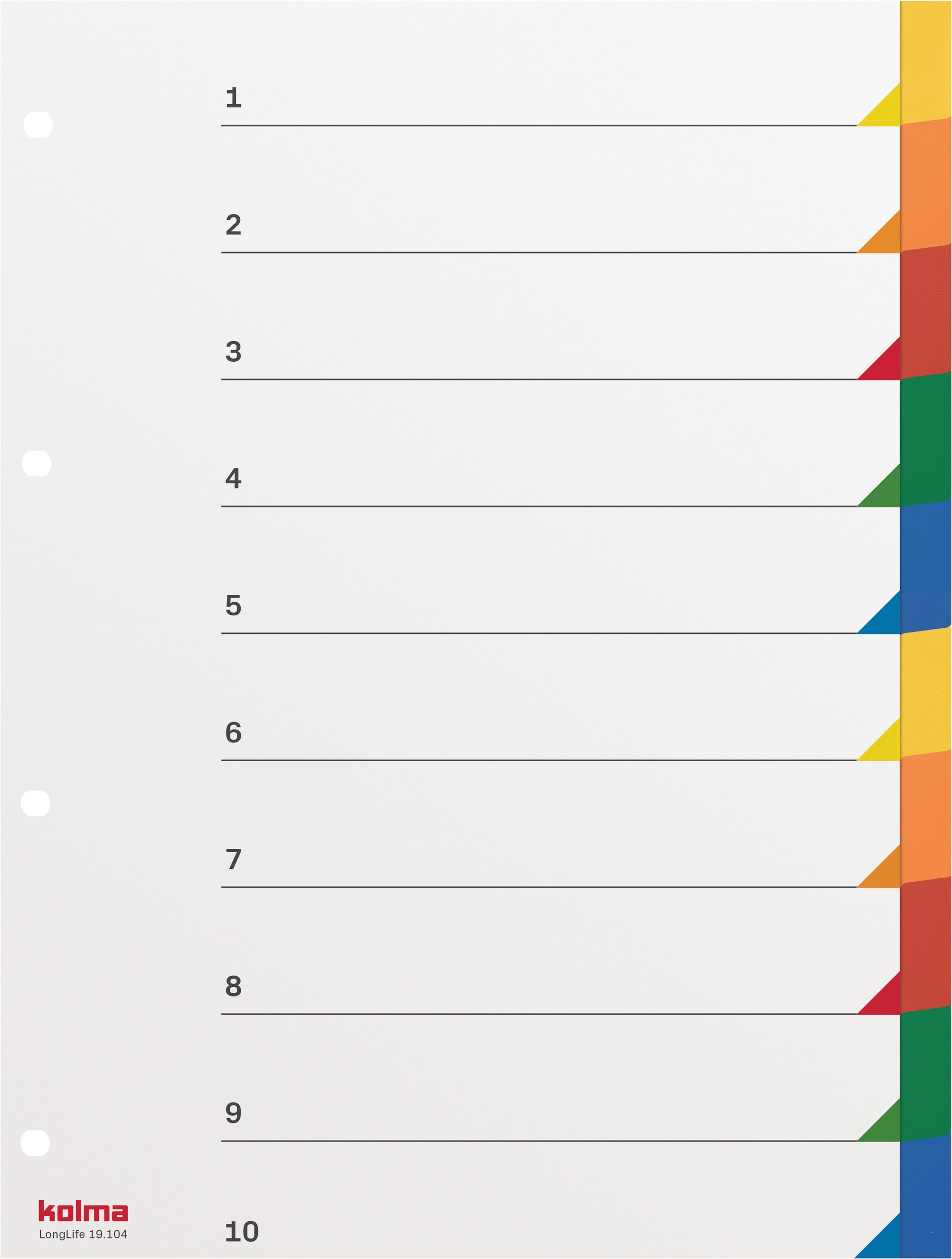 KOLMA Register LongLife A4 19.104.20 mehrfarbig 10-teilig