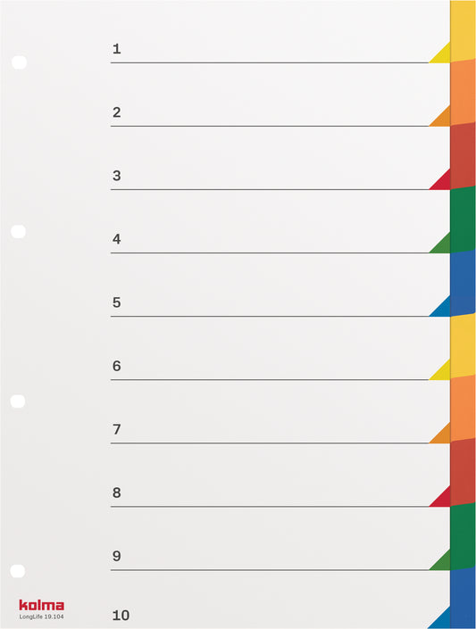 KOLMA Register LongLife A4 19.104.20 mehrfarbig 10-teilig
