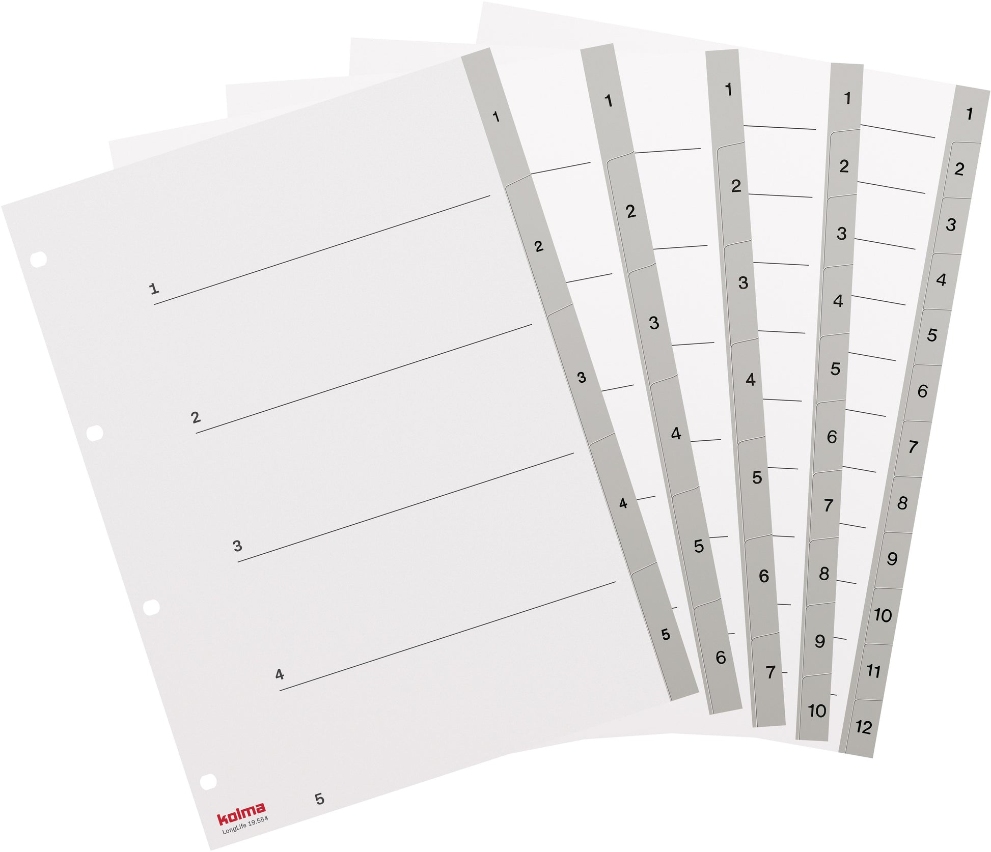 KOLMA Register LongLife A4 19.112.03 grau 1-12