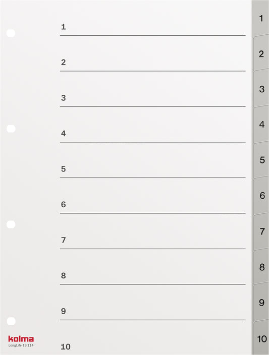 KOLMA Register LongLife A4 19.114.03 grau 1-10