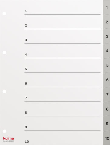 KOLMA Register LongLife A4 19.114.03 grau 1-10