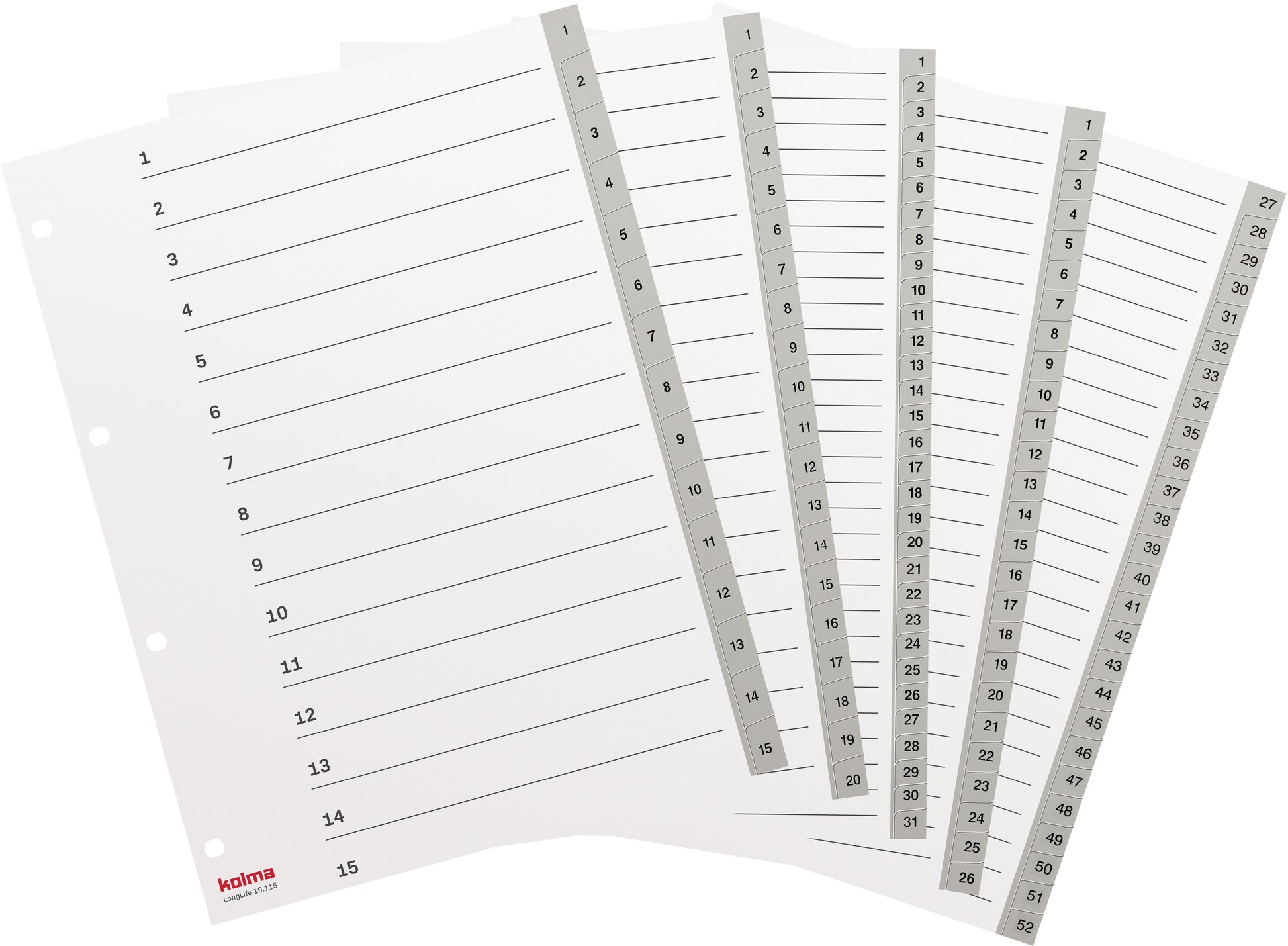 KOLMA Register LongLife A4 19.120.03 grau 1-20