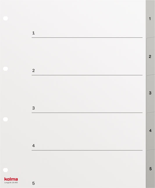 KOLMA Register LongLife A4+ 19.405.03 grau 1-5