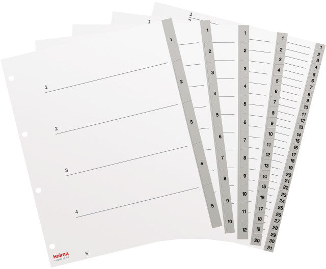 KOLMA Register LongLife A4+ 19.410.03 grau 1-10