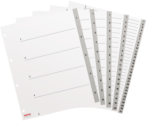 KOLMA Register LongLife A4+ 19.410.03 grau 1-10