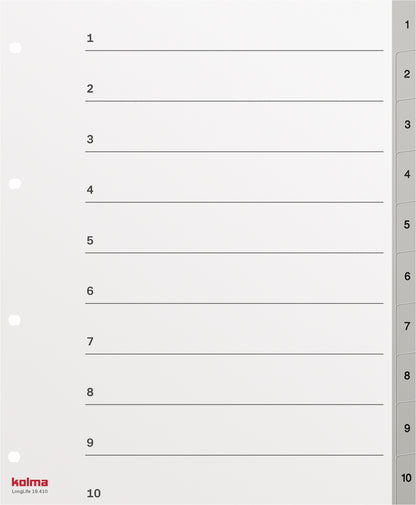 KOLMA Register LongLife A4+ 19.410.03 grau 1-10