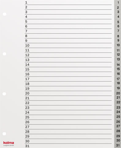 KOLMA Register LongLife A4+ 19.425.03 grau 1-31