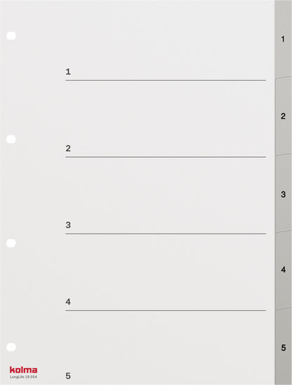 KOLMA Register LongLife A4 19.554.03 grau 1-5