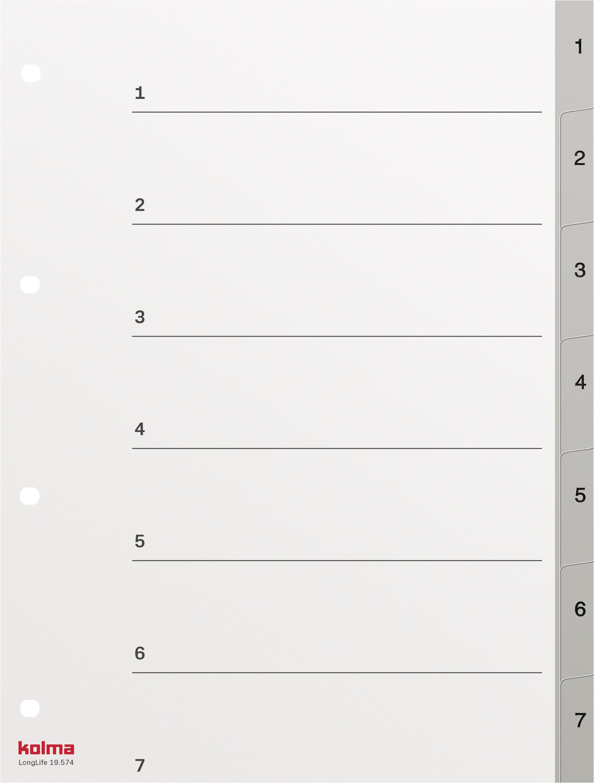 KOLMA Register LongLife A4 19.574.03 grau 1-7