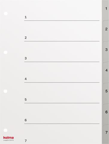 KOLMA Register LongLife A4 19.574.03 grau 1-7