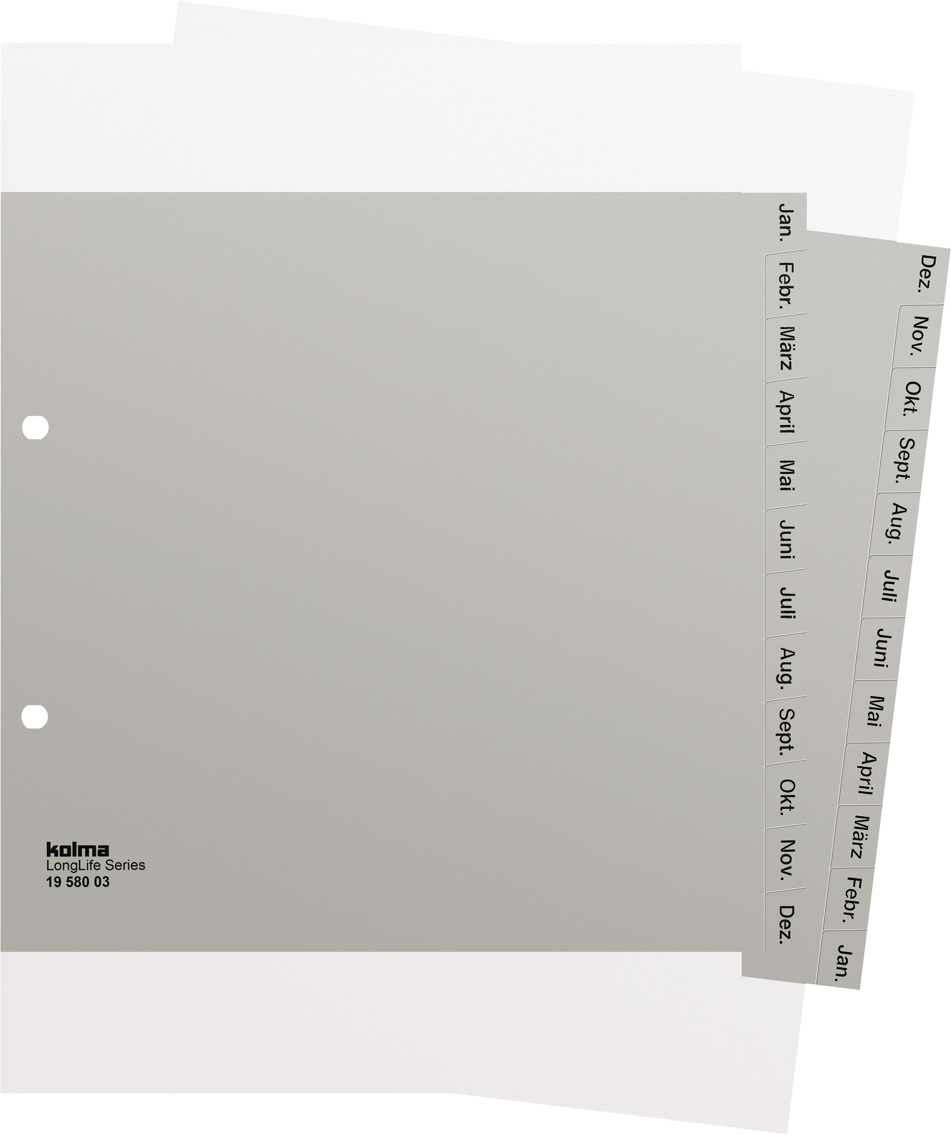 KOLMA Register LongLife A4 1/2 H. 19.580.03 grau Jan-Dez DE