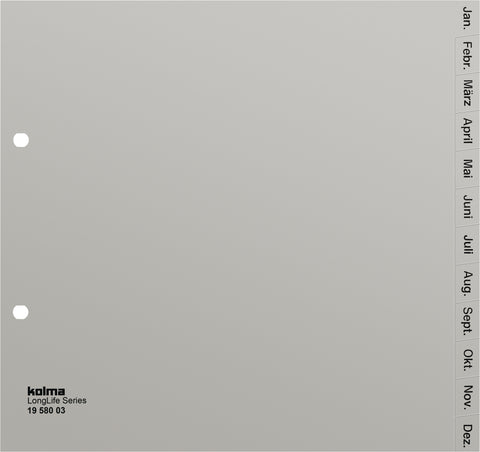 KOLMA Register LongLife A4 1/2 H. 19.580.03 grau Jan-Dez DE