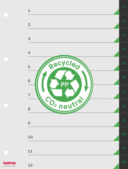 KOLMA Register LineaVerde A4 19.801.06 schwarz 1-12