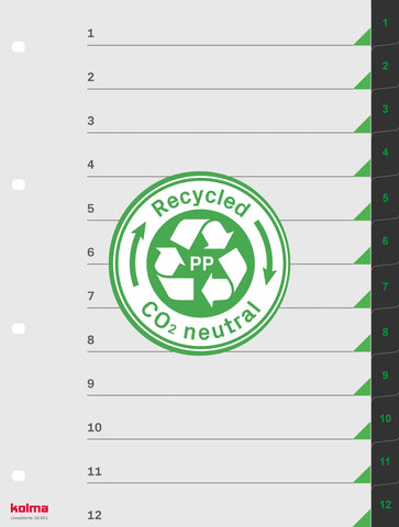 KOLMA Register LineaVerde A4 19.801.06 schwarz 1-12