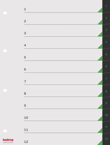 KOLMA Register LineaVerde A4 19.801.06 schwarz 1-12