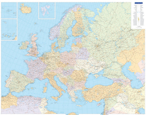 KÜMMERLY+FREY Planokarte Europa 100x126cm 325994156 politisch 1:4,5 Mio.