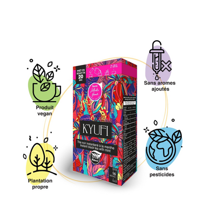 KYUFI – Autentisk Instant Mynte Sort Te | 15 Stænger • Let Sødet • Traditionel Berber Opskrift 🍃🖤