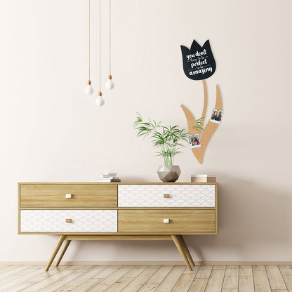 Securit® Wandkreidetafel & Kork Silhouette Tulpe, 29x83cm