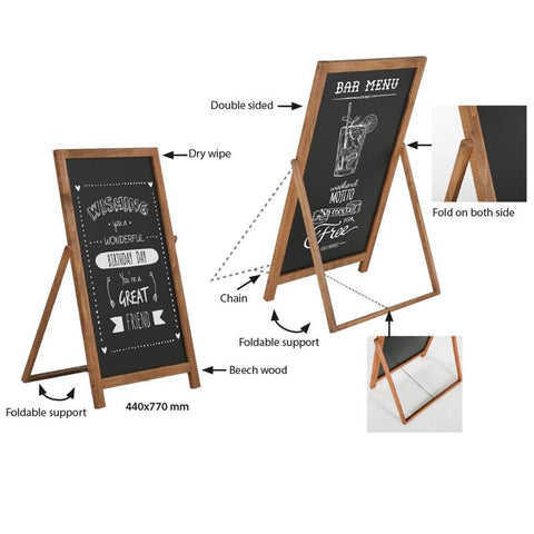 Holz Kundenstopper "FloorStand" mit Kreidetafel
