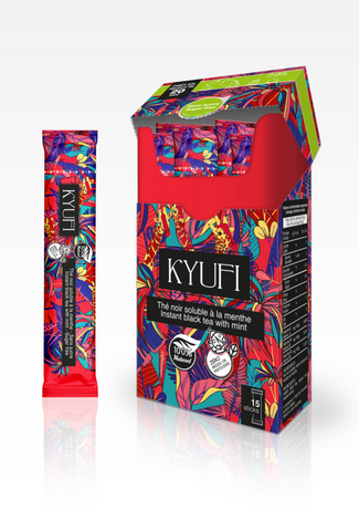 KYUFI – Sukkerfri Instant Mint Sort Te | 15 Stænger • Berber-inspireret • Daglig Metabolisme Støtte 🍃