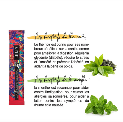 KYUFI – Autentisk Instant Mynte Sort Te | 15 Stænger • Let Sødet • Traditionel Berber Opskrift 🍃🖤