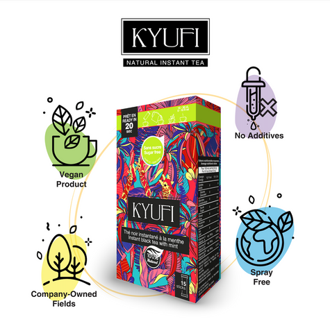 KYUFI – Sukkerfri Instant Mint Sort Te | 15 Stænger • Berber-inspireret • Daglig Metabolisme Støtte 🍃